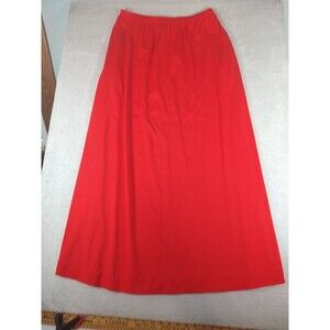 Vintage Miss Shaheen California Hawaii Maxi Skirt Red 14 Pull On A-Line Pockets